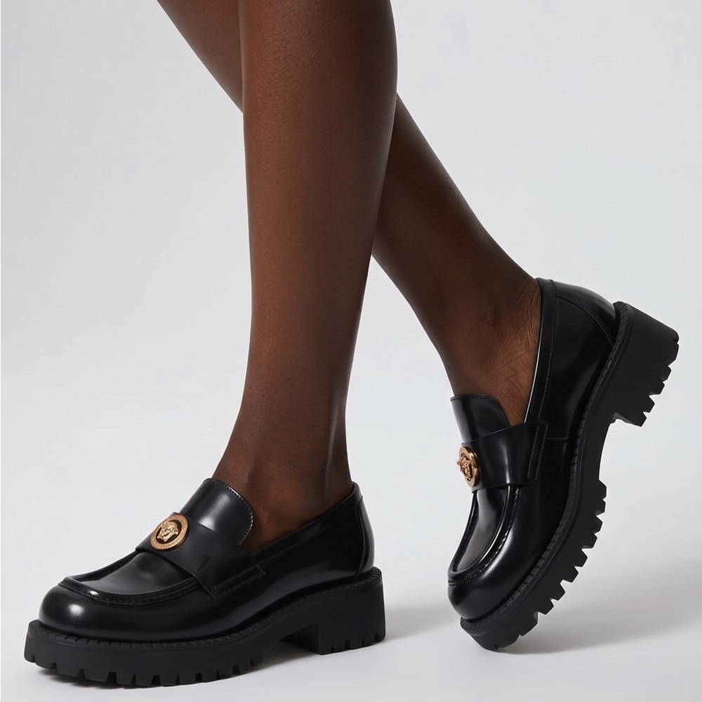 New Authentic Versace Alia iconic Platform Loafers – Size 40
